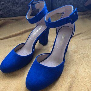 Cobalt Blue Velvet/Suede Ankle-Strap Heel Size 8
